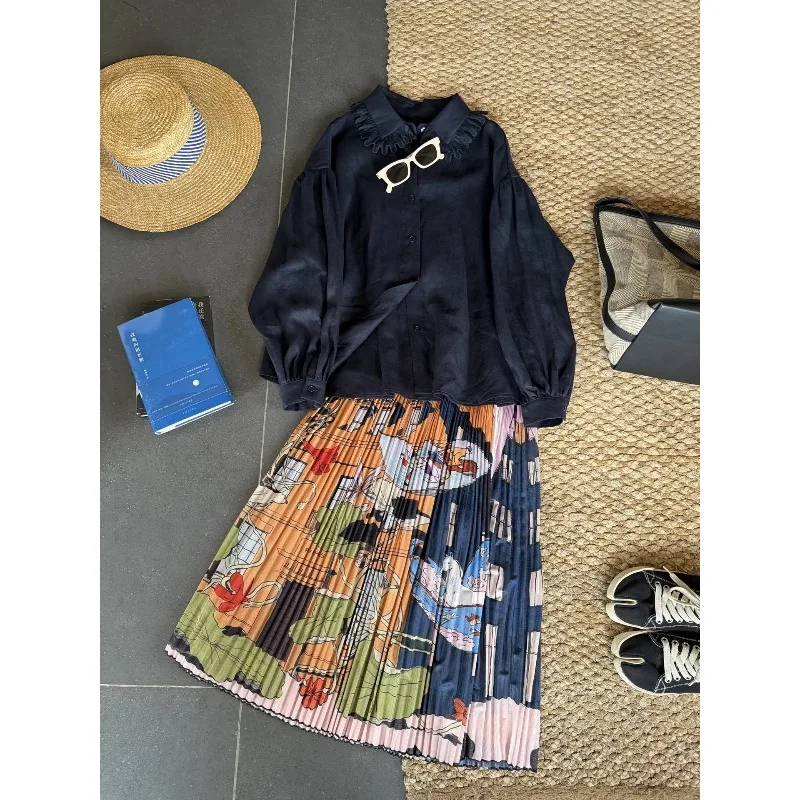 Miyake Pleated 2026 Skirt for Women Spring and Summer Abstract Print High Waist Elastic Mid-Length Pleated Accordion Skirt Pleat
Miyake Pleated 2026 Skirt for Women Spring and Summer Abstract Print High Waist Elastic Mid-Length Pleated Accordion Skirt Pleat