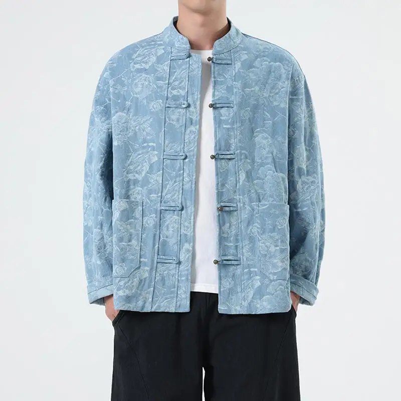 Retro Chinese Sle Men's Denim Jaet Stand Collar Tang Costume Trendy Copper Button Casual Outerwear Spring Autumn Hanfu
Retro Chinese Sle Men's Denim Jaet Stand Collar Tang Costume Trendy Copper Button Casual Outerwear Spring Autumn Hanfu
