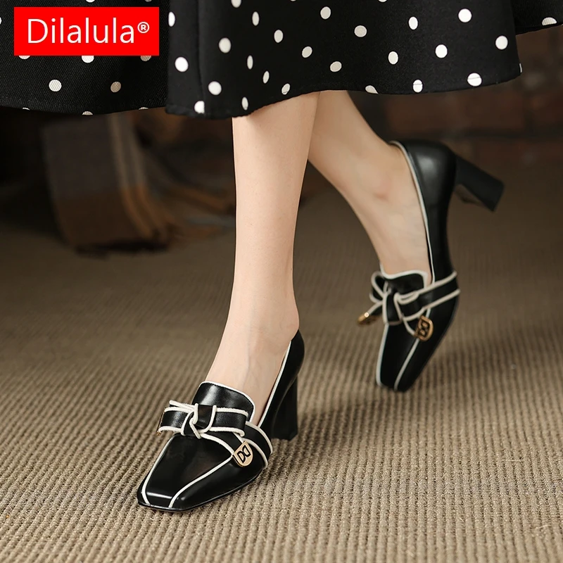 Dilalula 2026 Туфли-лодочки из натуральной кожи с бантом во французском стиле, женские туфли-лодочки с квадратным носком на высоком толстом каблуке, вечерние туфли для свиданий, женское платье, размер 43 
Dilalula 2026 Туфли-лодочки из натуральной кожи с бантом во французском стиле, женские туфли-лодочки с квадратным носком на высоком толстом каблуке, вечерние туфли для свиданий, женское платье, размер 43