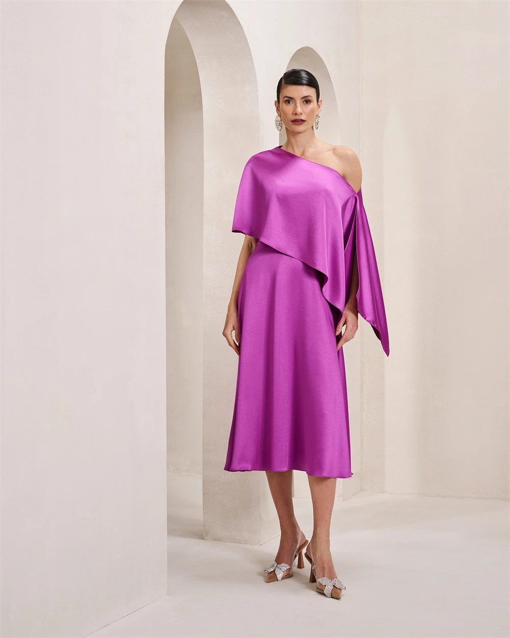 Customized Graceful One Shoulder Evening Dress Temperament Ruched Sleeves Party Dress Classic A-Line Knee Length Celeb
Customized Graceful One Shoulder Evening Dress Temperament Ruched Sleeves Party Dress Classic A-Line Knee Length Celeb