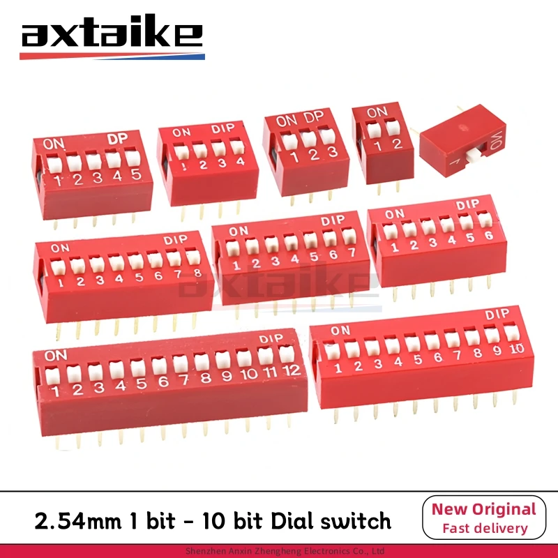 10PCS 2.54mm Dial switch Slide Type DIP Switch Module 1P 2P 3P 4P 5P 6P 7P 8P 9P 10P bit Position Way Pitch Red Toggle Switch
10PCS 2.54mm Dial switch Slide Type DIP Switch Module 1P 2P 3P 4P 5P 6P 7P 8P 9P 10P bit Position Way Pitch Red Toggle Switch