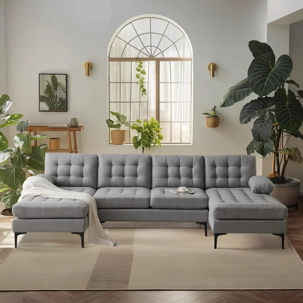 110" Modern U Shaped Sectional Sofa Couch with 51"D Double Chaise for Living Room, Large Tufted Button Couch Sets with 5.9" Thi
110" Modern U Shaped Sectional Sofa Couch with 51"D Double Chaise for Living Room, Large Tufted Button Couch Sets with 5.9" Thi