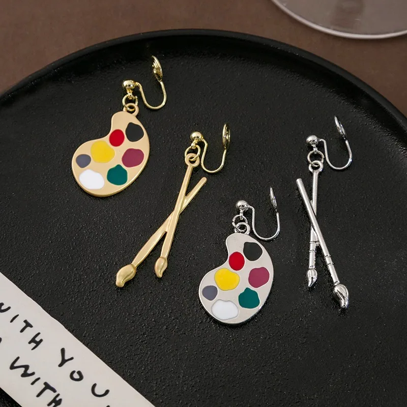 Exaggerated Asymmetric Paint Palette Earrings Painter Brush Enamel Dangle Earrings Art Teacher Women Back To School Gift
Exaggerated Asymmetric Paint Palette Earrings Painter Brush Enamel Dangle Earrings Art Teacher Women Back To School Gift