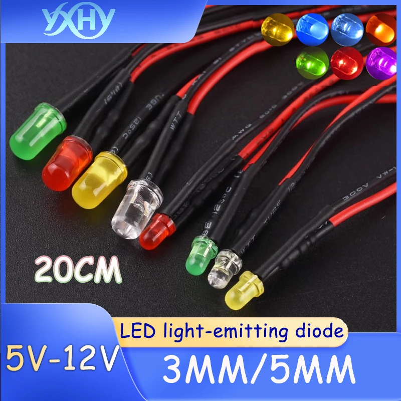 10PCS 3MM/5MM high brightness LED light-emitting diode 5V 12V with wire LED lamp beads small bulbs toy car indicator lights
10PCS 3MM/5MM high brightness LED light-emitting diode 5V 12V with wire LED lamp beads small bulbs toy car indicator lights