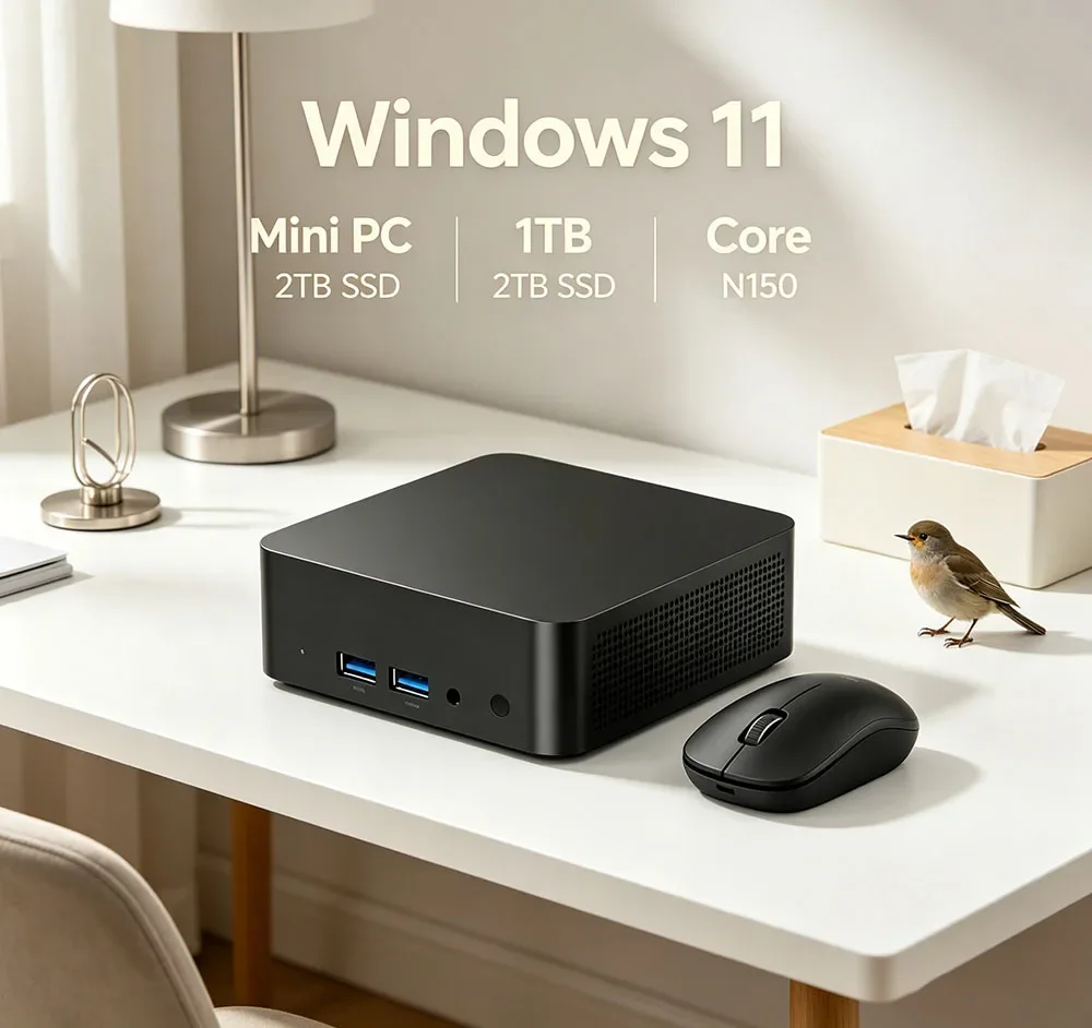 Windows 11 Pro 32GB RAM 1TB/2TB SSD Core N150 Mini PC BT5.2 WiFi6 4K HD Office Gaming PC, Practical with 3 Years Warranty
Windows 11 Pro 32GB RAM 1TB/2TB SSD Core N150 Mini PC BT5.2 WiFi6 4K HD Office Gaming PC, Practical with 3 Years Warranty
