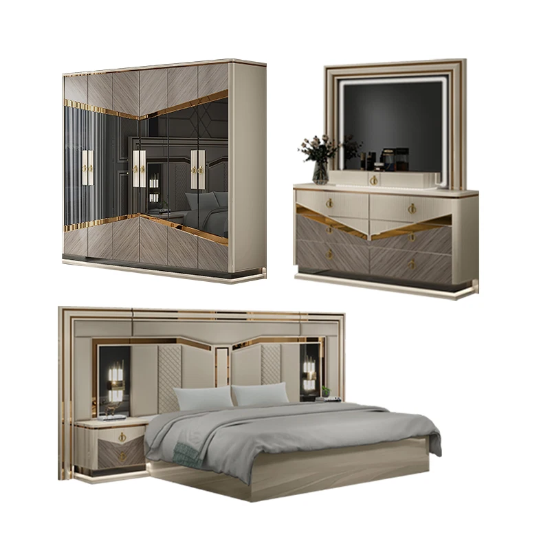 &French Classic Led Lighted Headboard King Size Bed Room Full Suite Luxury Wooden Bedroom Furniture Set With Wardrobe
&French Classic Led Lighted Headboard King Size Bed Room Full Suite Luxury Wooden Bedroom Furniture Set With Wardrobe
