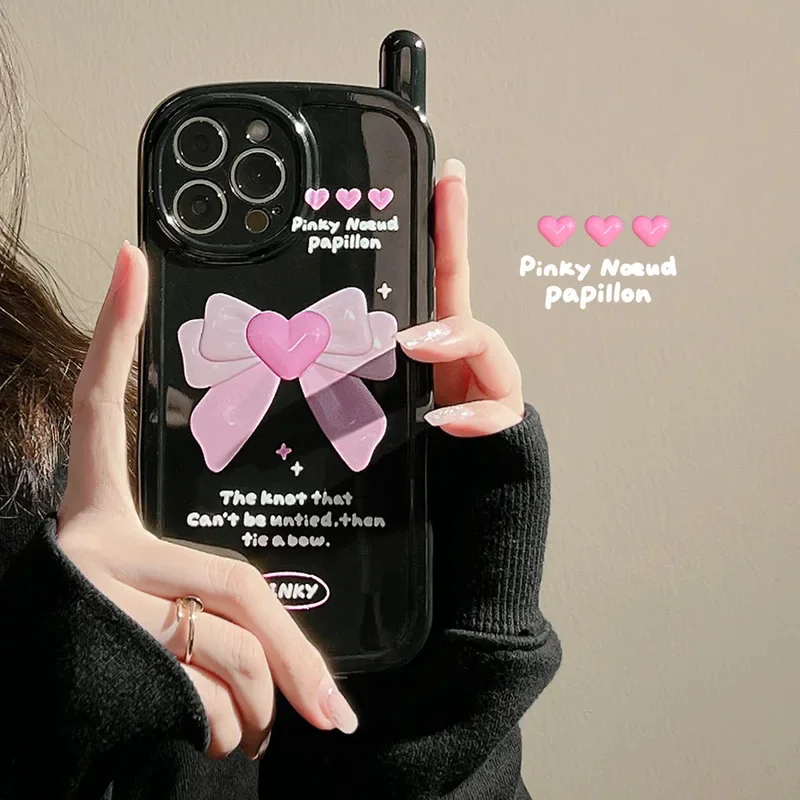 Korea Retro Black Bow Pink Love 3D Phone Case For iPhone 14 13 12 11 Pro Max 14 Plus Cute Love Heart Cartoon Silicone Soft Cover
Korea Retro Black Bow Pink Love 3D Phone Case For iPhone 14 13 12 11 Pro Max 14 Plus Cute Love Heart Cartoon Silicone Soft Cover