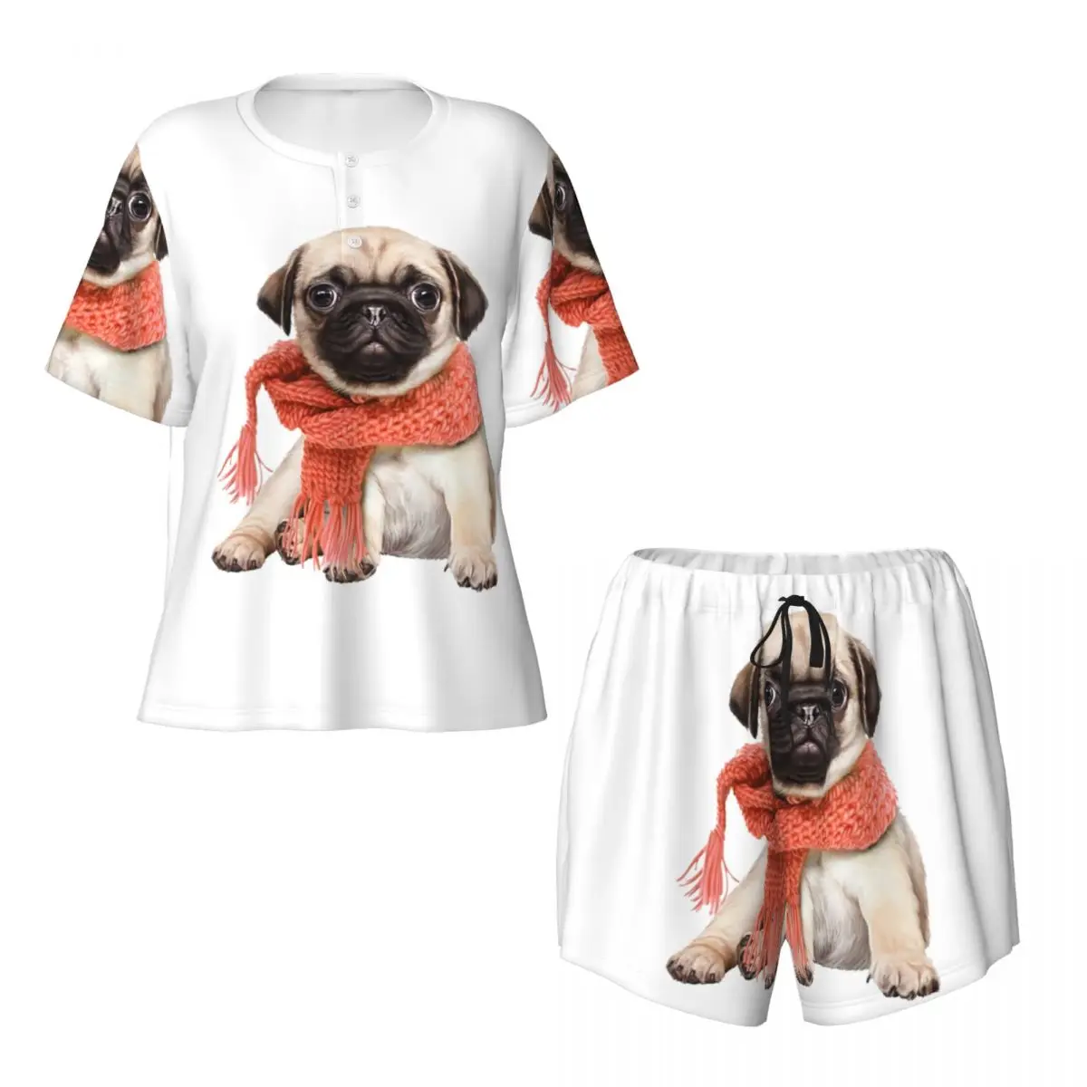 Winter Funny Fawn Pug Funny Dog Lover Round Neck Short Sleeve Nightgowns for Sleepshirts Women Soft Pajama Set Short Pants
Winter Funny Fawn Pug Funny Dog Lover Round Neck Short Sleeve Nightgowns for Sleepshirts Women Soft Pajama Set Short Pants