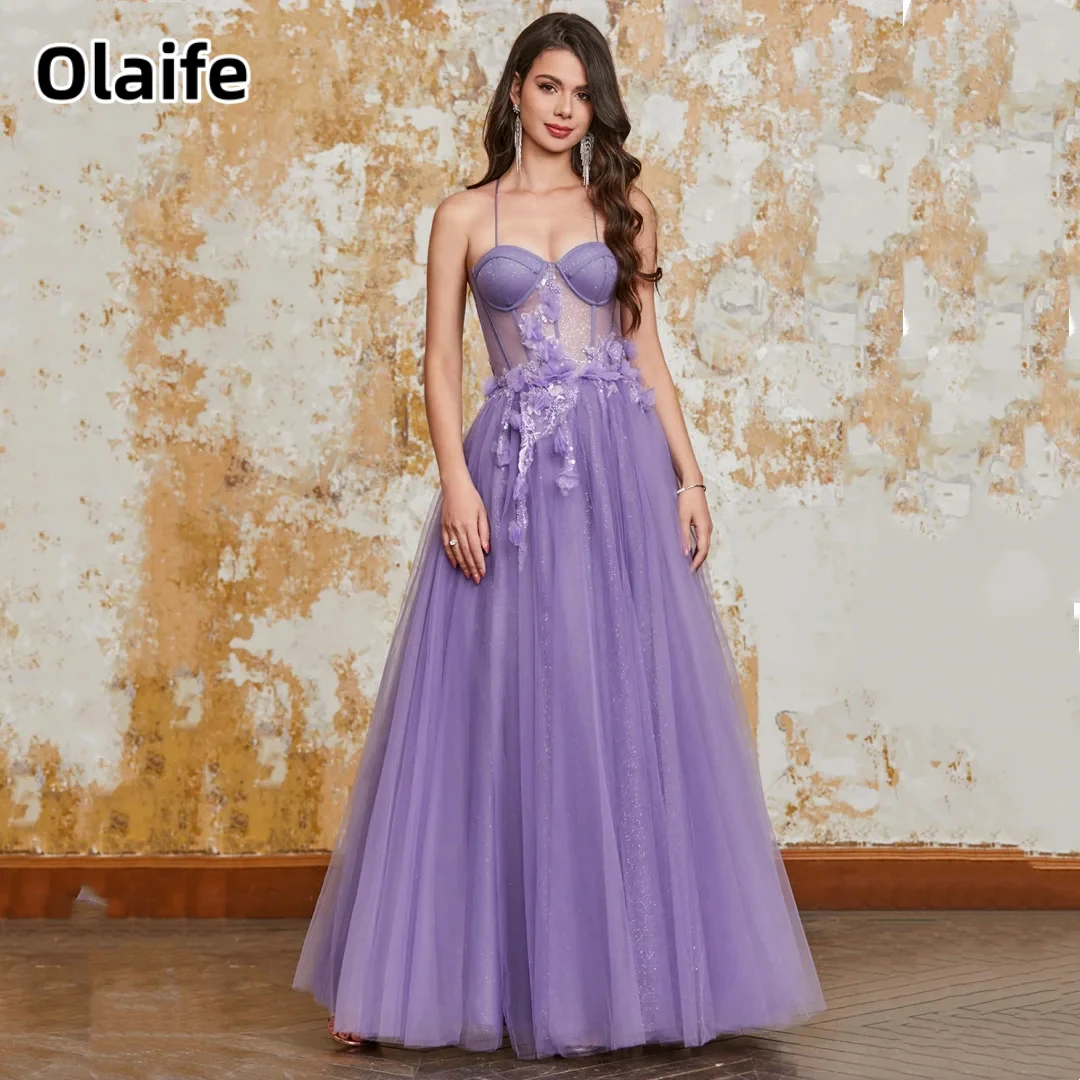 Olaife Prom Dresses Lace 3D Applique Corset Back Evening Dresses Side Slits Glitter Tulle Formal Party Dress
Olaife Prom Dresses Lace 3D Applique Corset Back Evening Dresses Side Slits Glitter Tulle Formal Party Dress