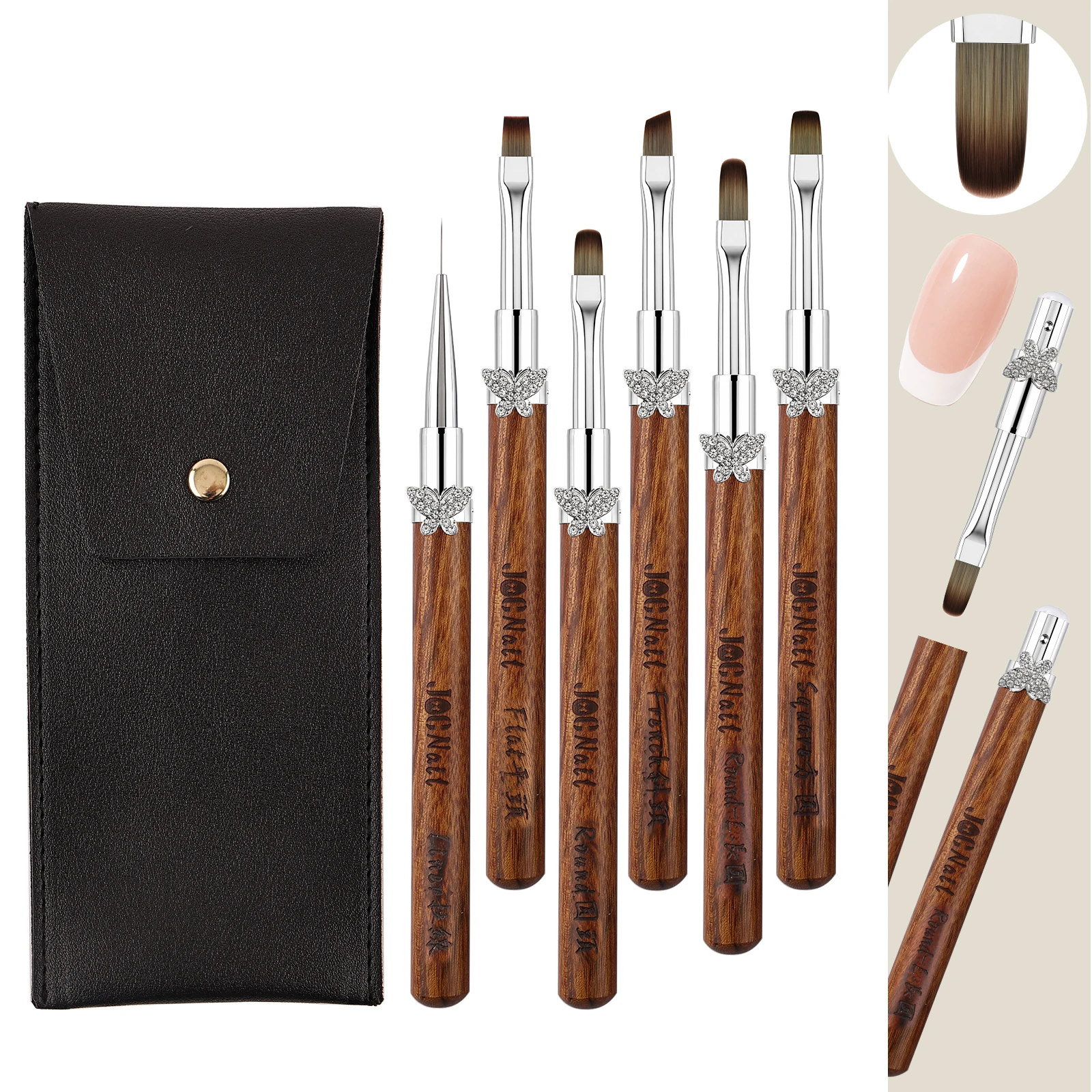Detachable Rod Nail Art Brushes Set with Zircon Butterfly Sandalwood Handle Edge Hook for UV Gel Nail Professional Nail Art Tool
Detachable Rod Nail Art Brushes Set with Zircon Butterfly Sandalwood Handle Edge Hook for UV Gel Nail Professional Nail Art Tool