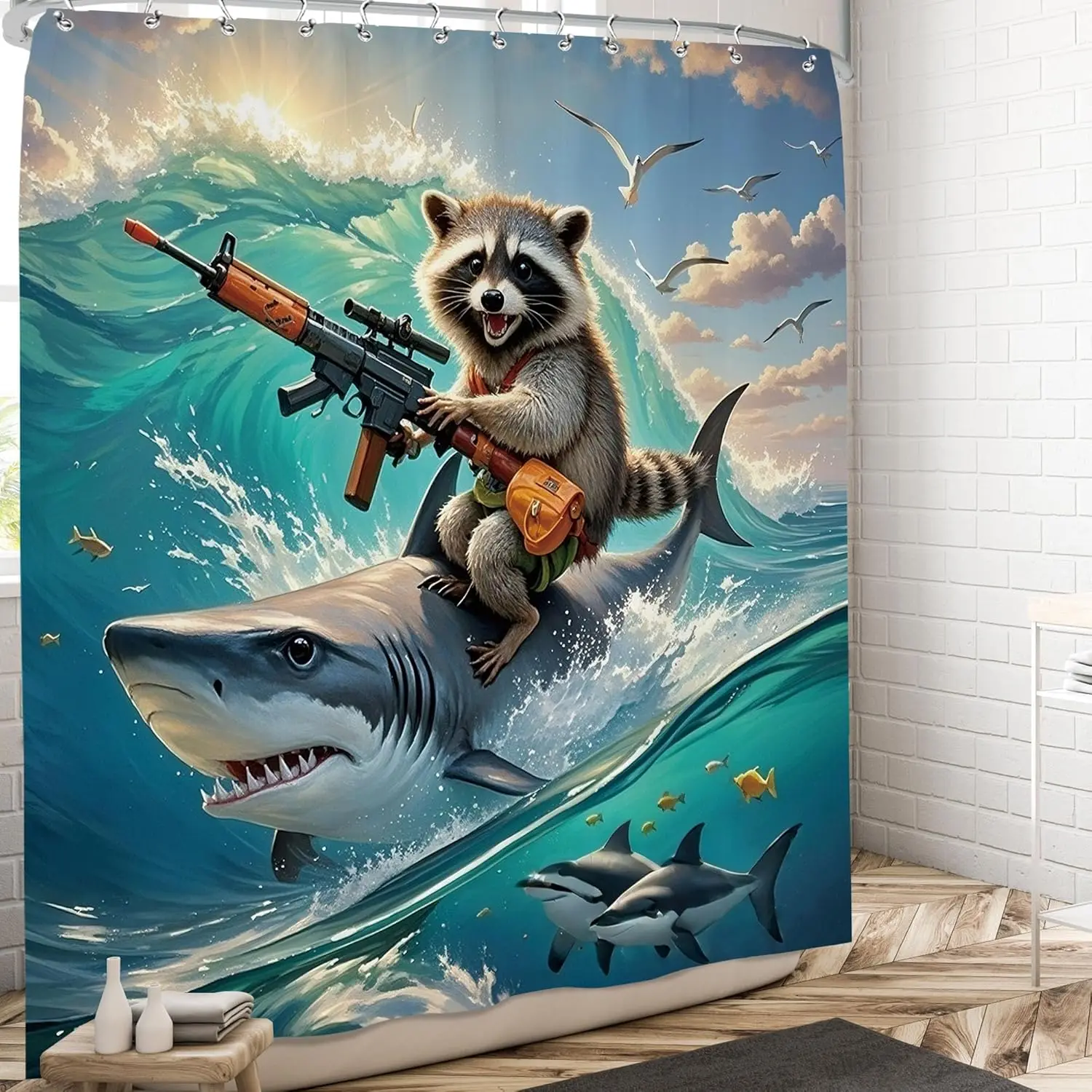 Tropical Shark Panda Cosplay Bath Shower Curtain Unique Bathroom Wall Decoration Novelty Print Polyester Fabric
Tropical Shark Panda Cosplay Bath Shower Curtain Unique Bathroom Wall Decoration Novelty Print Polyester Fabric