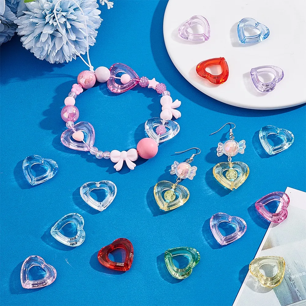 11 Colors Transparent Acylic Bead Frame Hollow Heart Mixed Color 24x26mm Hole: 2mm 6pcs/color 66pcs
11 Colors Transparent Acylic Bead Frame Hollow Heart Mixed Color 24x26mm Hole: 2mm 6pcs/color 66pcs