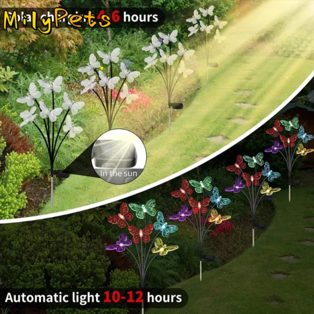 Waterproof Solar Butterfly Lights 2 Modes 6 LED Garden Solar Lights Solar Powered Battery-operated LED Butterfly Lights Yard
Waterproof Solar Butterfly Lights 2 Modes 6 LED Garden Solar Lights Solar Powered Battery-operated LED Butterfly Lights Yard