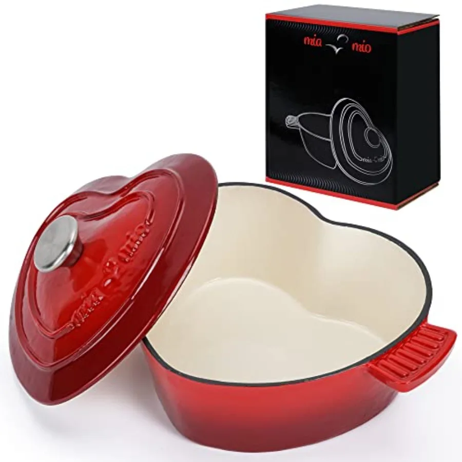 - Enameled Cast Iron Dutch Oven 3.2 Quart 10 Inch in Heart Shape Non Stick Pot/Gift for Christmas Suitable for All Heat Types +
- Enameled Cast Iron Dutch Oven 3.2 Quart 10 Inch in Heart Shape Non Stick Pot/Gift for Christmas Suitable for All Heat Types +