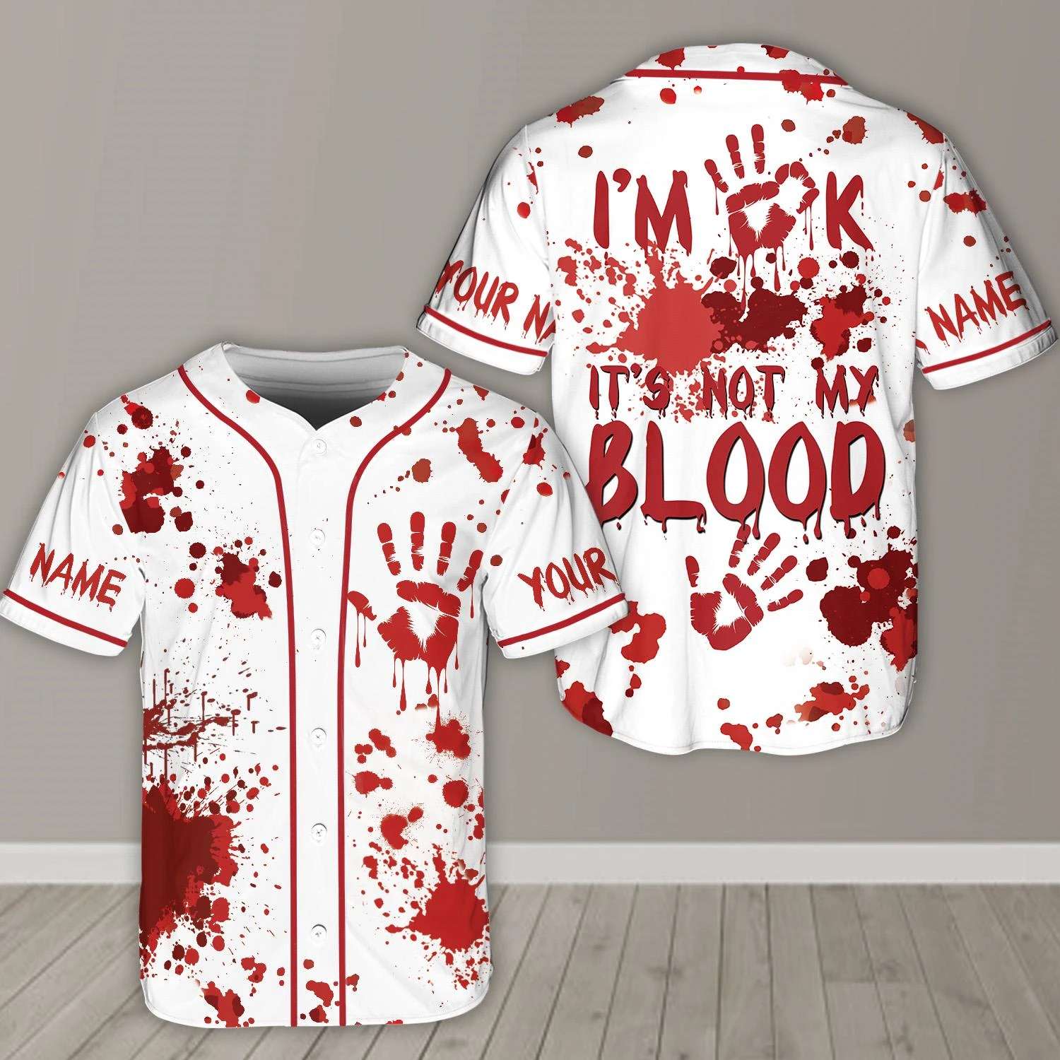 Hot Funny Bloody Halloween Baseball Jersey Custom Name Scary Shirt with Zombie Horror Design, Great for Halloween Party Costume
Hot Funny Bloody Halloween Baseball Jersey Custom Name Scary Shirt with Zombie Horror Design, Great for Halloween Party Costume