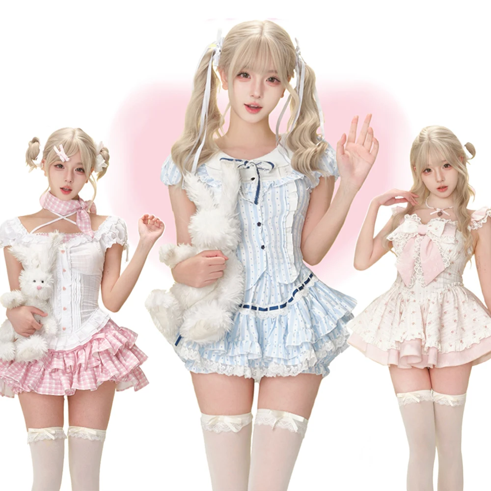 Японские костюмы Лолиты, женские винтажные американские японские кавайные комплекты из 2 предметов, элегантные французские костюмы в стиле ретро, даже праздничная одежда 
Японские костюмы Лолиты, женские винтажные американские японские кавайные комплекты из 2 предметов, элегантные французские костюмы в стиле ретро, даже праздничная одежда