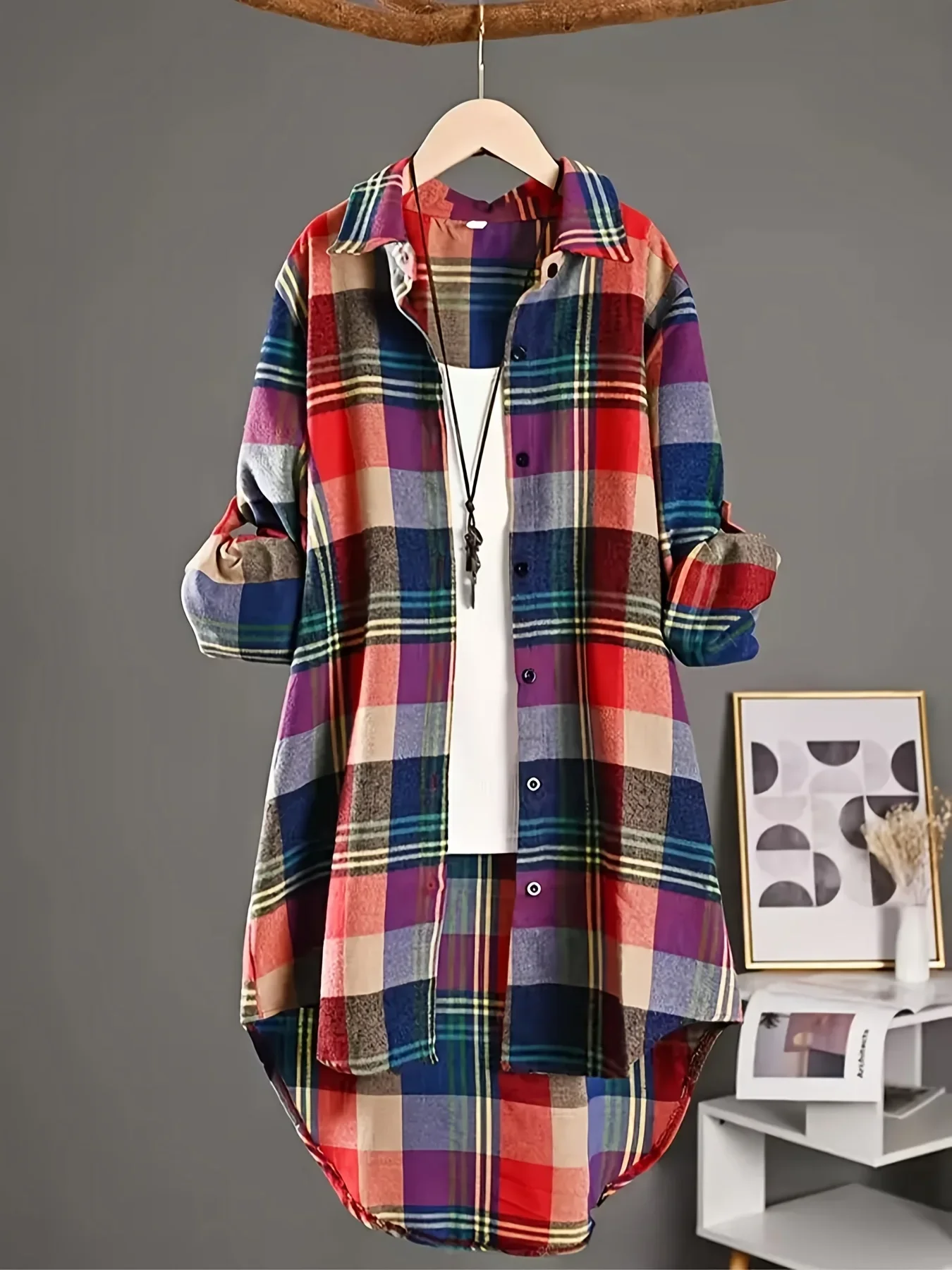 Fashion Women's Plus Size 1XL-5XL Plaid Printed Shirt Casual Loose Long Sleeved Shirt Simple Lapel Design Shirt Tops
Fashion Women's Plus Size 1XL-5XL Plaid Printed Shirt Casual Loose Long Sleeved Shirt Simple Lapel Design Shirt Tops