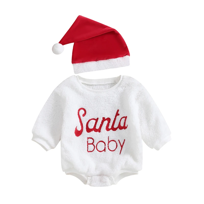 0-24M Newborn Baby 2Pcs Christmas Outfits Plush Long Sleeve Round Neck Letter Embroidery Romper + Hat Set Santa Costume
0-24M Newborn Baby 2Pcs Christmas Outfits Plush Long Sleeve Round Neck Letter Embroidery Romper + Hat Set Santa Costume