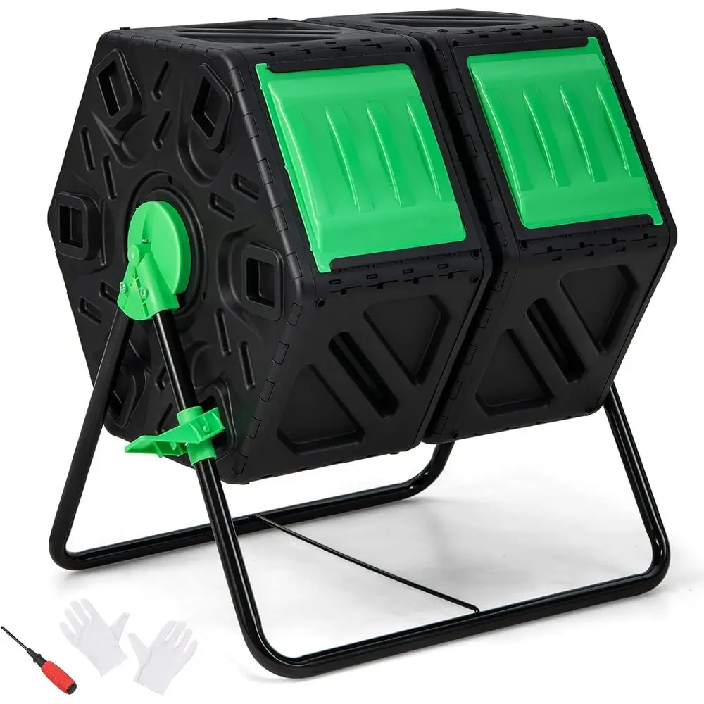 Dual Chamber 34.5 Gal Rotating Compost Tumbler with Sliding Door for High-Volume Garden Composting
Dual Chamber 34.5 Gal Rotating Compost Tumbler with Sliding Door for High-Volume Garden Composting