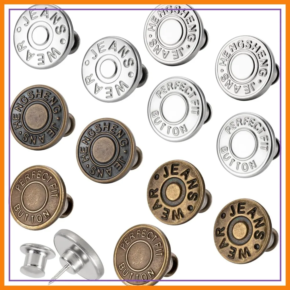 12 Sets Jean Buttons No Sew Instant 17mm Replacement Adjustable Pants Buttons Kit
12 Sets Jean Buttons No Sew Instant 17mm Replacement Adjustable Pants Buttons Kit