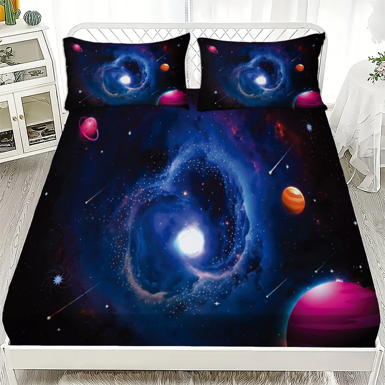 Комплект из 3-х простыней с 3D-принтом: Яркие планеты, звезды, космическая галактика, туманность. Идеальный подарок для подростков, декор для спальни. Моющаяся плоская простыня.
Комплект из 3-х простыней с 3D-принтом: Яркие планеты, звезды, космическая галактика, туманность. Идеальный подарок для подростков, декор для спальни. Моющаяся плоская простыня.