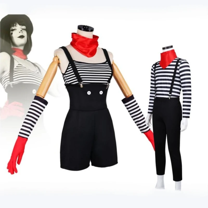 Retro Mime Clown Cosplay Costume Striped Dress with Hat for Theater Arts Festival Stage Play Unisex Outfit for Women and Men
Retro Mime Clown Cosplay Costume Striped Dress with Hat for Theater Arts Festival Stage Play Unisex Outfit for Women and Men