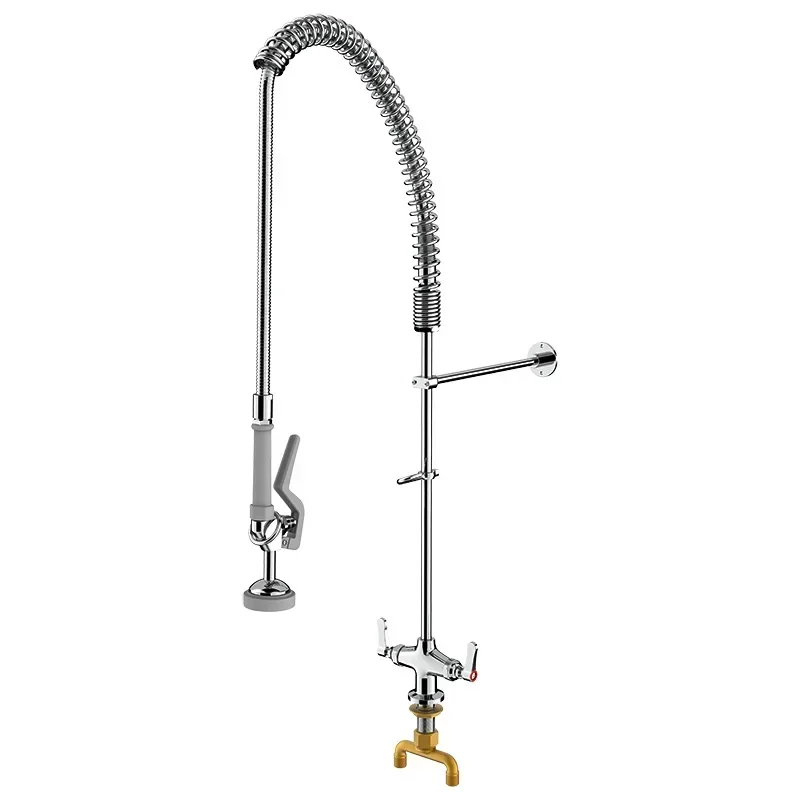 Настольный смеситель для коммерческой кухни ресторана с подачей горячей и холодной воды, функцией ополаскивания под давлением и распылением
Настольный смеситель для коммерческой кухни ресторана с подачей горячей и холодной воды, функцией ополаскивания под давлением и распылением