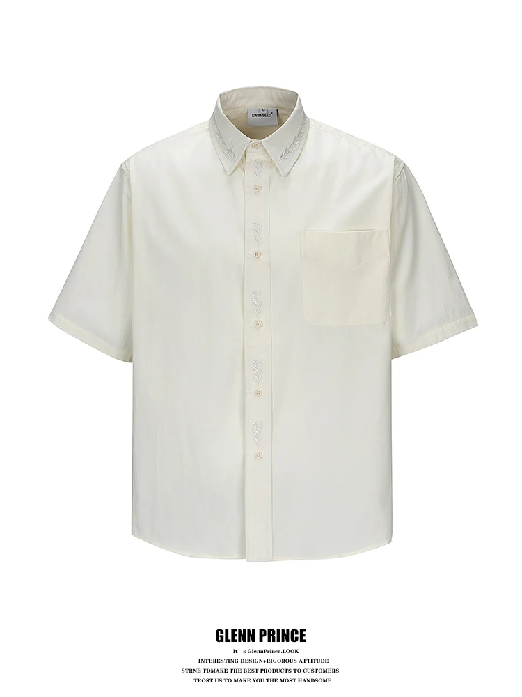 Elegant Floral Embroidery Collar Short Sleeve Men's Shirt Summer Commute Loose Fit Color Cleanfit Style Cotton Shirt
Elegant Floral Embroidery Collar Short Sleeve Men's Shirt Summer Commute Loose Fit Color Cleanfit Style Cotton Shirt