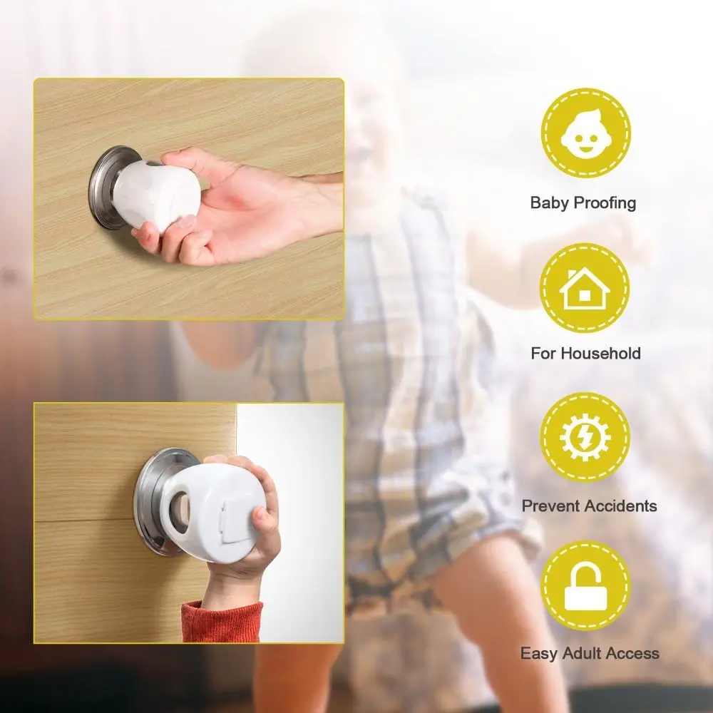 Durable PP Baby Safety Door Knob Cover Childproof White Door Knob Child Proof Cover Reusable Round Door Knob Locks 
Durable PP Baby Safety Door Knob Cover Childproof White Door Knob Child Proof Cover Reusable Round Door Knob Locks