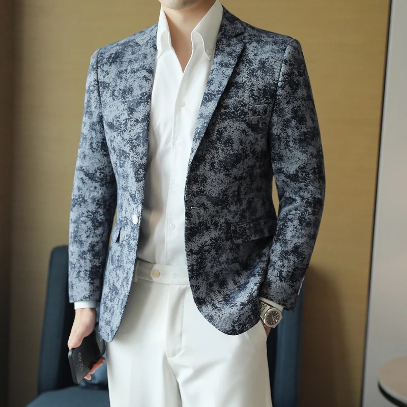 2026 Spring Denim Blue Men's Casual Suit Jacket Korean Slim Blazers Tie-dyed Business Social Jacket Banquet Party Dress Coats
2026 Spring Denim Blue Men's Casual Suit Jacket Korean Slim Blazers Tie-dyed Business Social Jacket Banquet Party Dress Coats