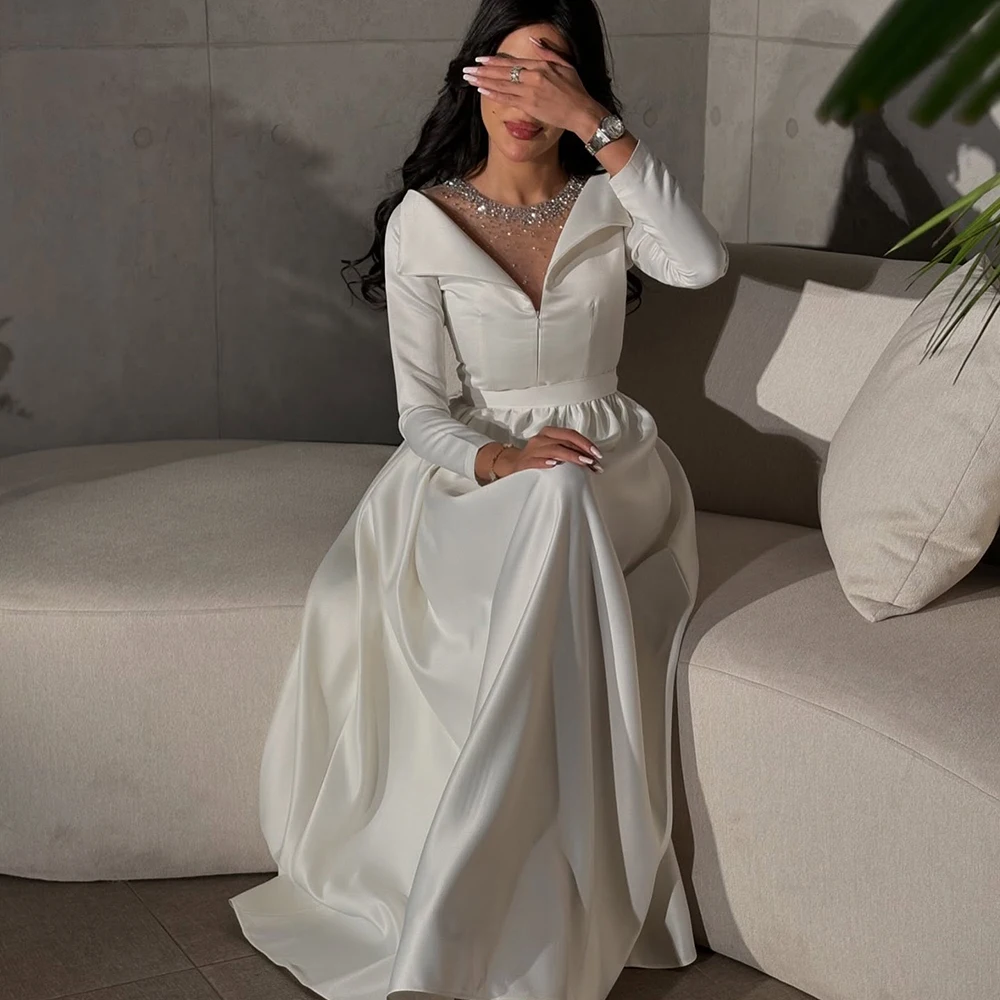 Customized White A-Line Prom Dresses Floor-Length O-Nekc FUll Sleeve Evening Gown Fashion Beading Sequined Draped Party Gown
Customized White A-Line Prom Dresses Floor-Length O-Nekc FUll Sleeve Evening Gown Fashion Beading Sequined Draped Party Gown
