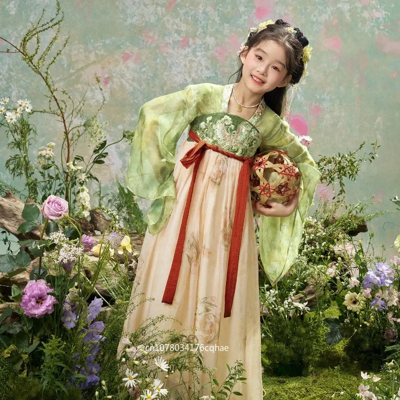 Spring girls' green Hanfu, national style embroidered skirt, children's daily ancient clothing photo princess skirt
Spring girls' green Hanfu, national style embroidered skirt, children's daily ancient clothing photo princess skirt