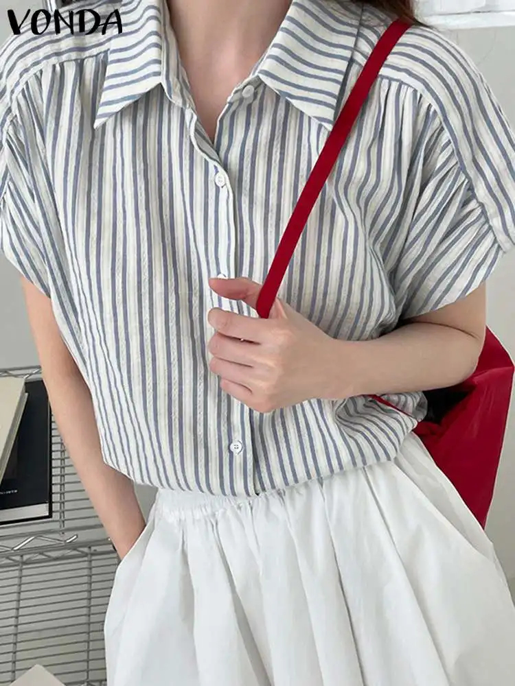 VONDA Summer Tops Women Shirts Vintage Striped Blouses 2023 Fashion Blouses Buttons Lapel Short Sleeve Casual Loose Blusas
VONDA Summer Tops Women Shirts Vintage Striped Blouses 2023 Fashion Blouses Buttons Lapel Short Sleeve Casual Loose Blusas