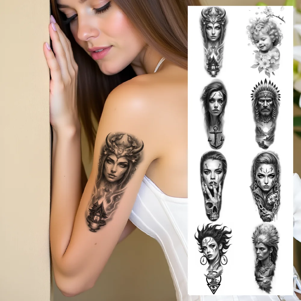 12pcs Temporary Tattoo Skull Black And Grey Realism Viking Fairy Waterproof Long-lasting Body Stickers Pharaoh For Women Arms
12pcs Temporary Tattoo Skull Black And Grey Realism Viking Fairy Waterproof Long-lasting Body Stickers Pharaoh For Women Arms