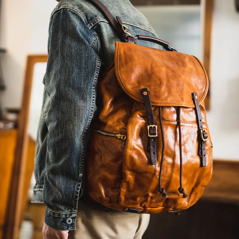 PNDME vintage designer handmade high-quality first layer cowhide men's large-capacity backpack genuine leather big schoolbags
PNDME vintage designer handmade high-quality first layer cowhide men's large-capacity backpack genuine leather big schoolbags