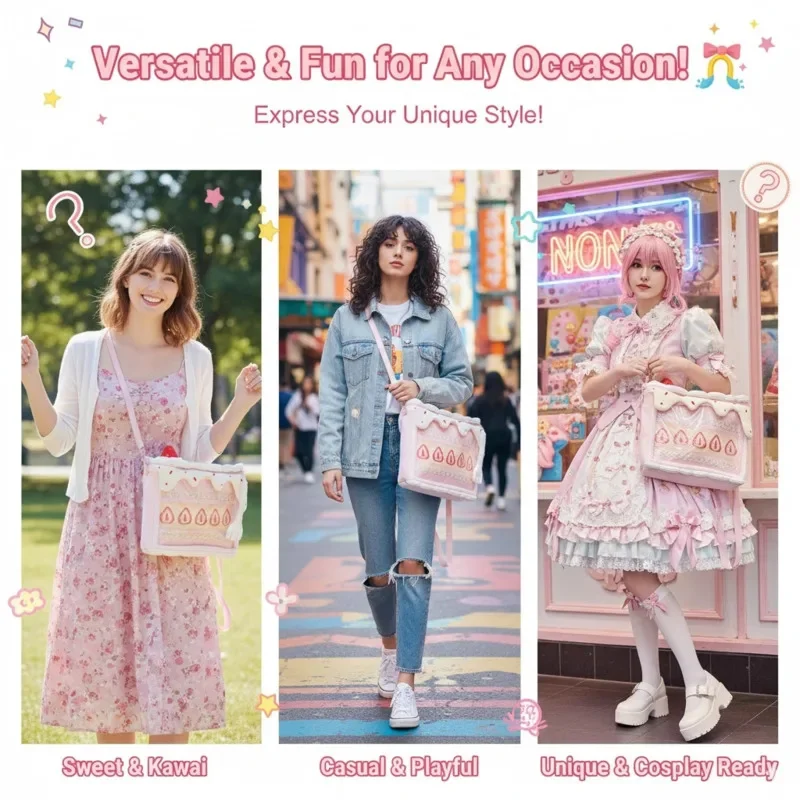 Сумка для торта с клубникой Y2K Плюшевая сумка Лолита JK Симпатичная сумка ItaBag ItaBag BJD Детская сумка Сумка через плечо За исключением плюшевых вилок Новая 
Сумка для торта с клубникой Y2K Плюшевая сумка Лолита JK Симпатичная сумка ItaBag ItaBag BJD Детская сумка Сумка через плечо За исключением плюшевых вилок Новая