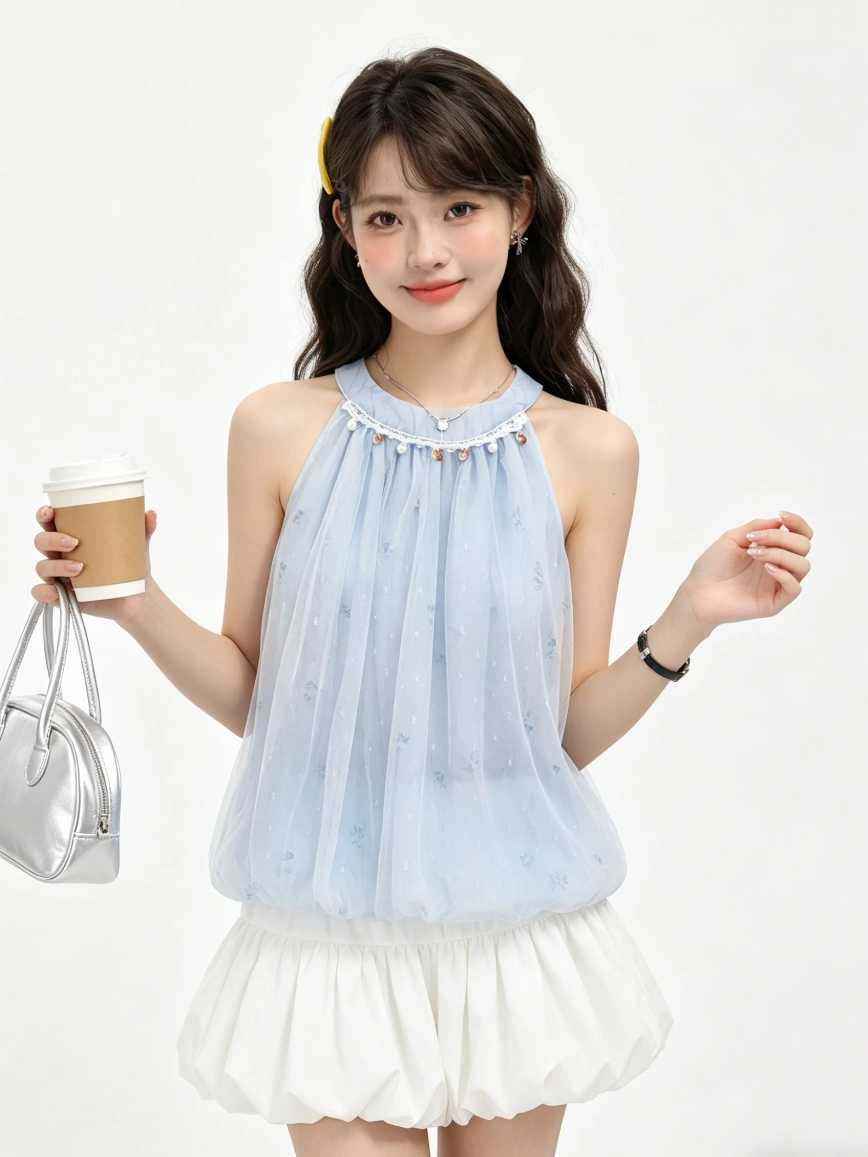 Chic Summer Sleeveless Vest Floral Lace Neck Hanging Top Net Splicing Bloom Shirt Korean Style Loose Fit Breathable Short Length
Chic Summer Sleeveless Vest Floral Lace Neck Hanging Top Net Splicing Bloom Shirt Korean Style Loose Fit Breathable Short Length
