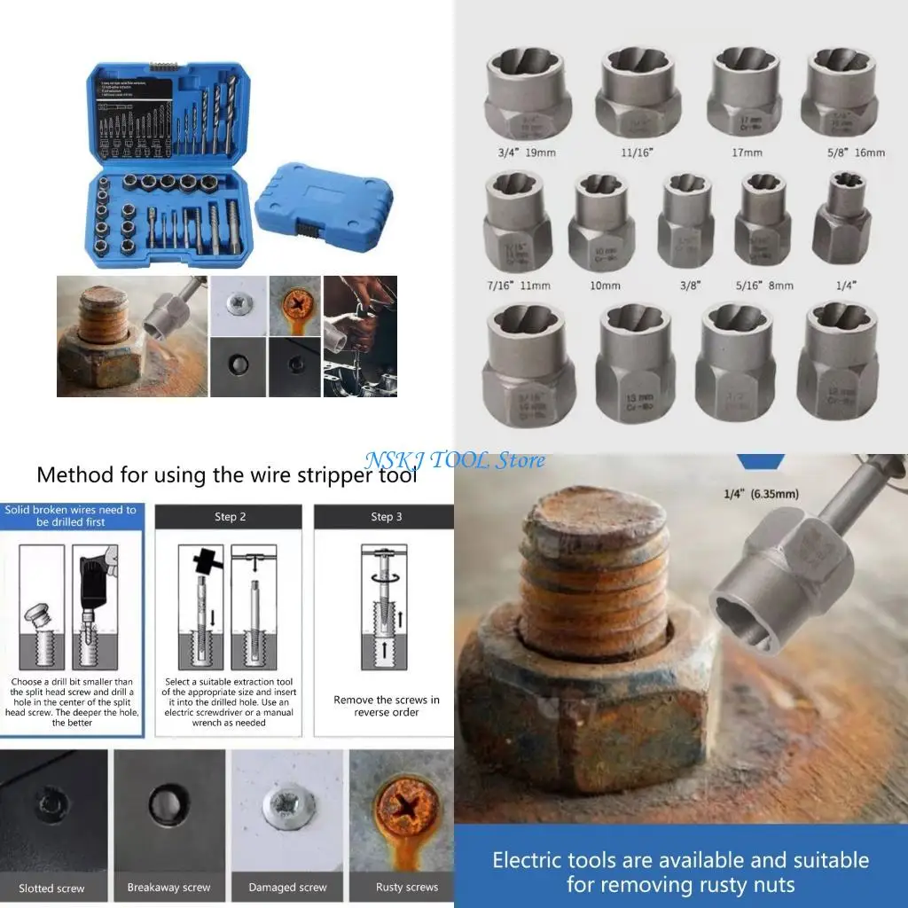 L8RC Professional Bolt Nut Removal Set Includes 26 Tool With Durability Alloy Steel Components Drill Bit Hexagonal to Square
L8RC Professional Bolt Nut Removal Set Includes 26 Tool With Durability Alloy Steel Components Drill Bit Hexagonal to Square