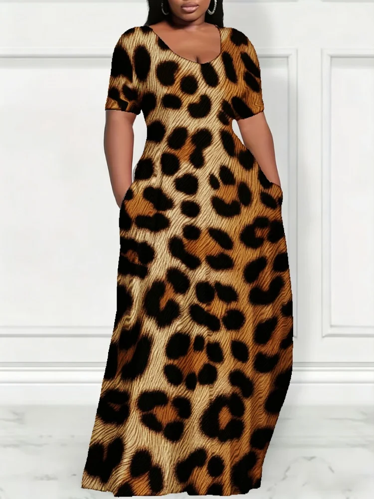 Plus Size Women's Classic Leopard Print Short Sleeve Maxi Dress 2026 New Casual Loose Fit Party Club For Holiday Daily Vestidos
Plus Size Women's Classic Leopard Print Short Sleeve Maxi Dress 2026 New Casual Loose Fit Party Club For Holiday Daily Vestidos