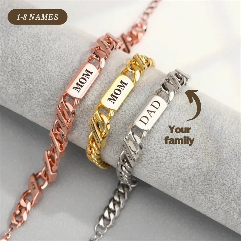 Personalized Mom Bracelet Engraved 1-8 Names Bracelets Custom Cuban Link Bracelet for Mom grandmother Gifts for Birthday Mothers
Personalized Mom Bracelet Engraved 1-8 Names Bracelets Custom Cuban Link Bracelet for Mom grandmother Gifts for Birthday Mothers