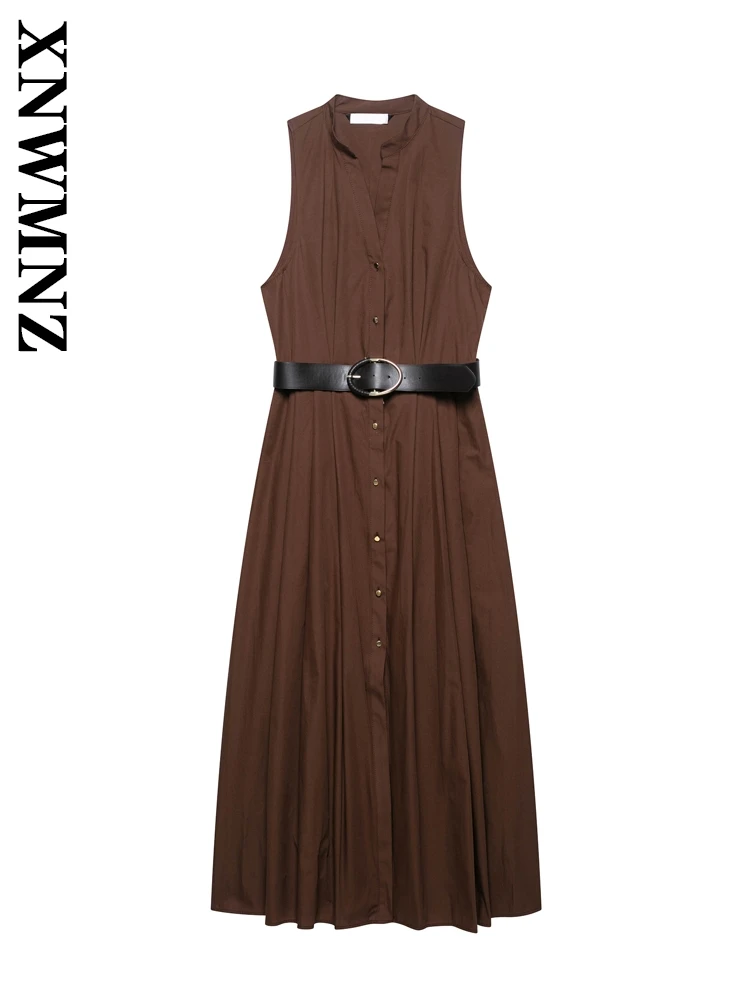 XNWMNZ 2025 Summer Lady Simple Vintage V-Collar Shoulder midi Dresses Elegant Fashion Woman Single-breasted Sleeveless Dress
XNWMNZ 2025 Summer Lady Simple Vintage V-Collar Shoulder midi Dresses Elegant Fashion Woman Single-breasted Sleeveless Dress