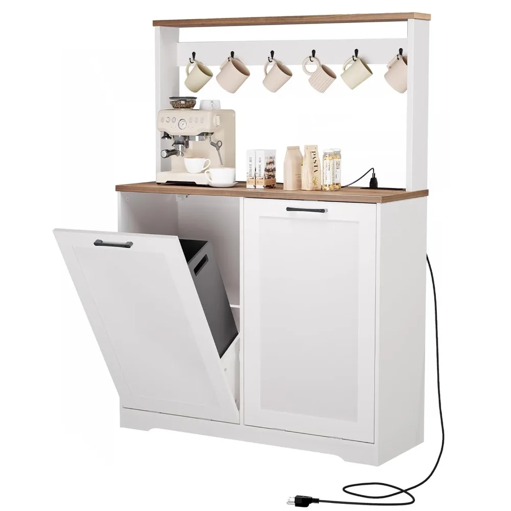 Double Tilt Out Trash Can Cabinet with Charging Station, Kitchen Trash Bin Cabinet with Hooks, 20 Gallons Wooden Recycling, Hidd
Double Tilt Out Trash Can Cabinet with Charging Station, Kitchen Trash Bin Cabinet with Hooks, 20 Gallons Wooden Recycling, Hidd