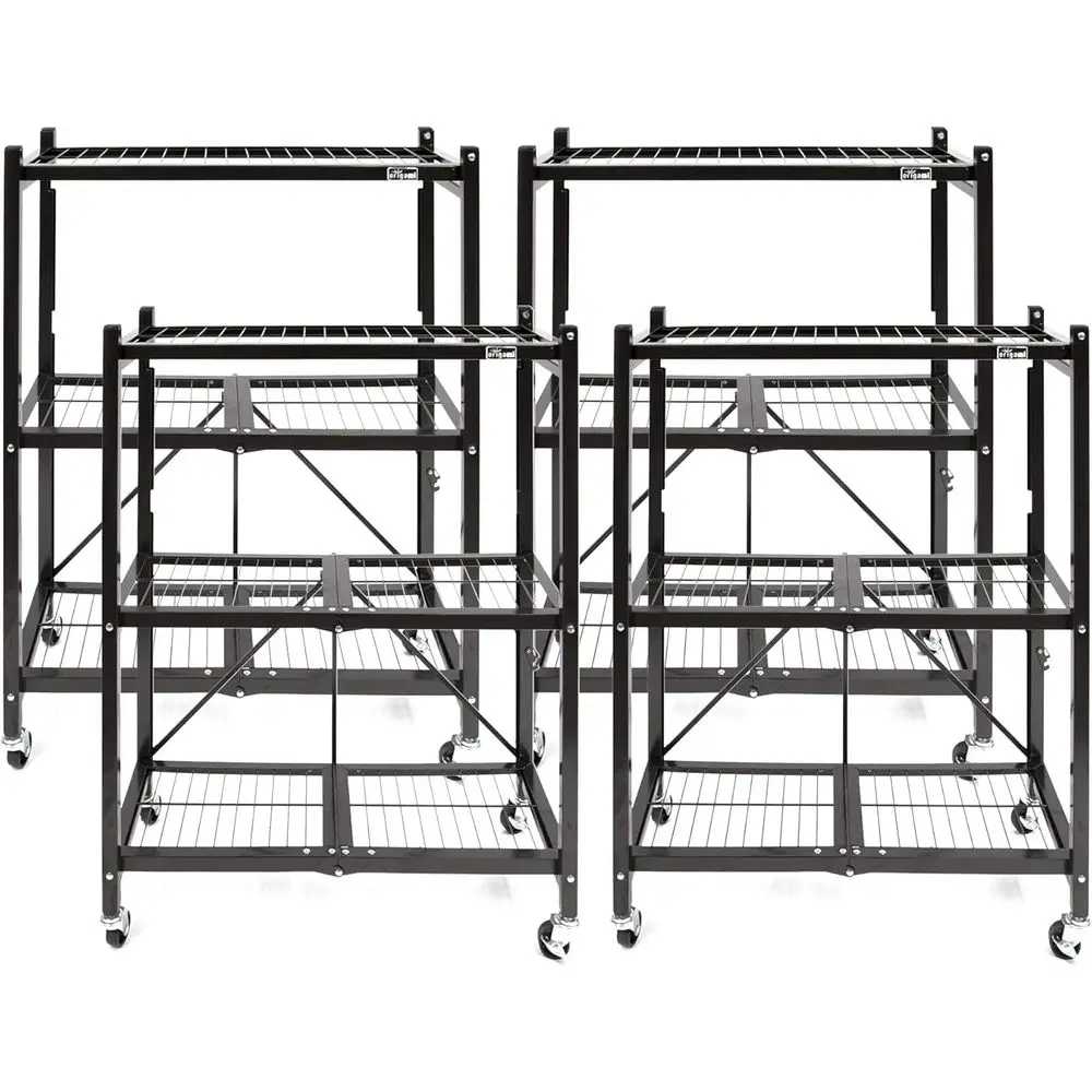 Adjustable 3-Tier Shelving Unit with Wheels, Black
Adjustable 3-Tier Shelving Unit with Wheels, Black
