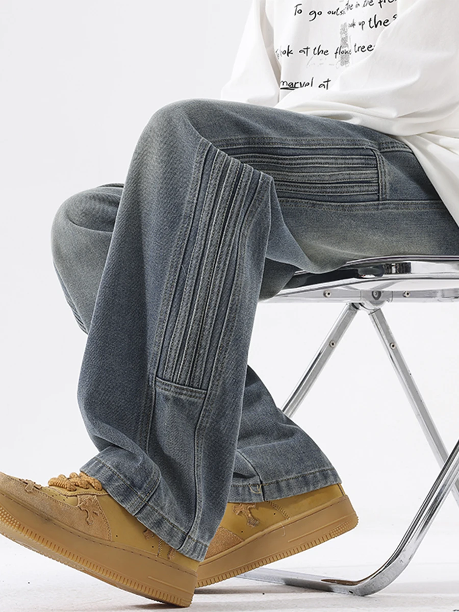 Trendy Tee-Bar Spliced Jeans Men's Casual Straight Loose Long Pants Spring Autumn Wear Resistant Comfortable Faionable
Trendy Tee-Bar Spliced Jeans Men's Casual Straight Loose Long Pants Spring Autumn Wear Resistant Comfortable Faionable