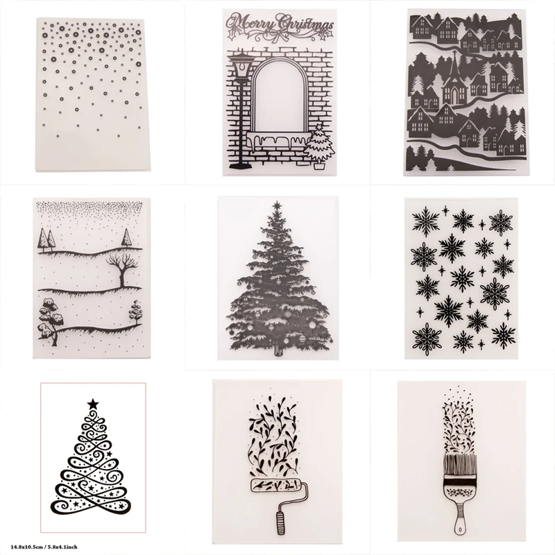 Plastic Embossing Folders, Merry Christmas Theme Embbosing Tempalete Mold with 3D Tree Snowflake Brush for Card Making DIY Craft
Plastic Embossing Folders, Merry Christmas Theme Embbosing Tempalete Mold with 3D Tree Snowflake Brush for Card Making DIY Craft
