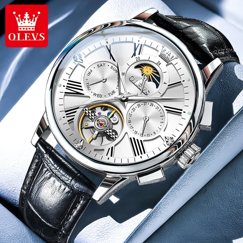 OLEVS 9912 Original Automatic Watch for Man Skeleton Flywheel Moon Phase Leather Strap Waterproof Mechanical Men's Wristwatch
OLEVS 9912 Original Automatic Watch for Man Skeleton Flywheel Moon Phase Leather Strap Waterproof Mechanical Men's Wristwatch