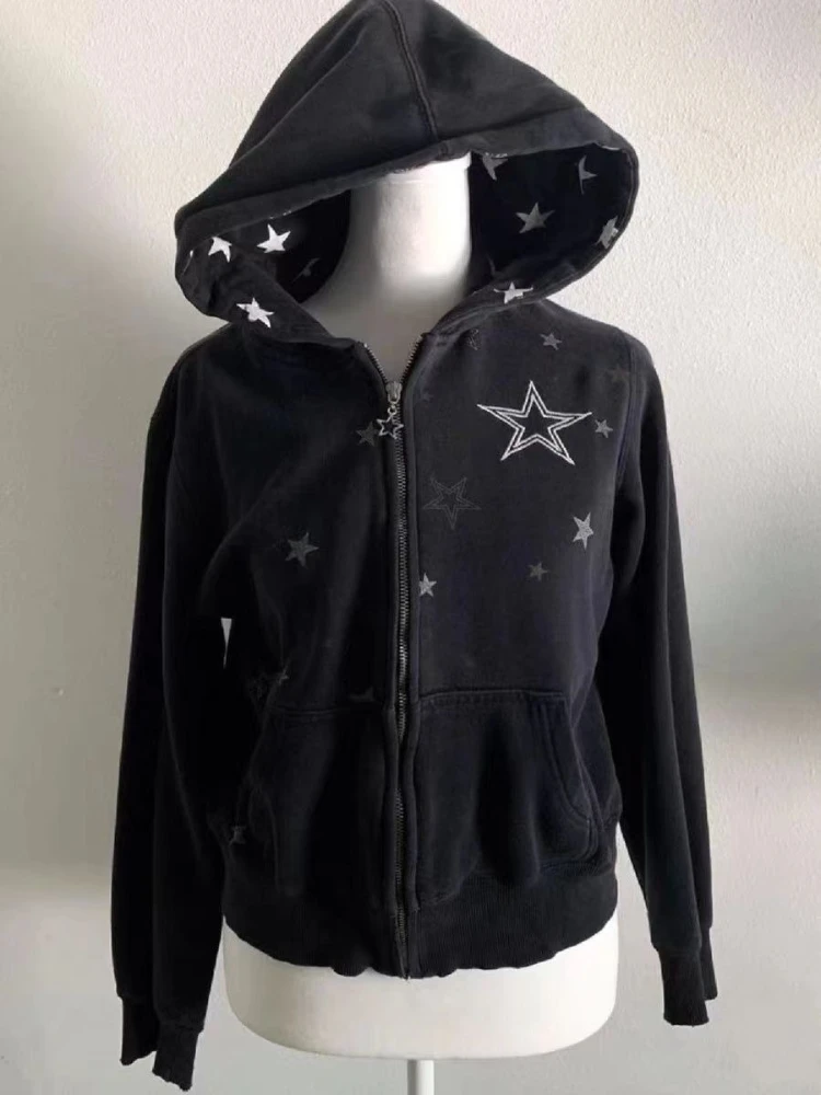 Aesthetic Gothic Short Star Print Hoodie Women's High Street Y2k Vintage Zipper Hooded Cardigan Hot Girl Retro Long Sleeve Coat
Aesthetic Gothic Short Star Print Hoodie Women's High Street Y2k Vintage Zipper Hooded Cardigan Hot Girl Retro Long Sleeve Coat