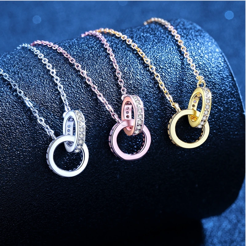 Silver jewelry double ring necklace moissanite s925 silver Korean version simple necklace Valentine's Day girlfriend gift collar
Silver jewelry double ring necklace moissanite s925 silver Korean version simple necklace Valentine's Day girlfriend gift collar