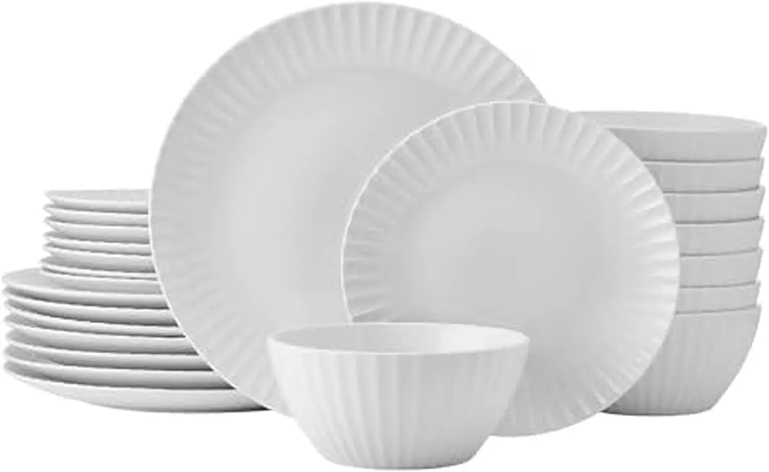 Fluted Grace 24 Piece Porcelain Plate and Bowl Dinnerware Set, Service for 8, Fluted Design, Durable for Everyday Use, W
Fluted Grace 24 Piece Porcelain Plate and Bowl Dinnerware Set, Service for 8, Fluted Design, Durable for Everyday Use, W