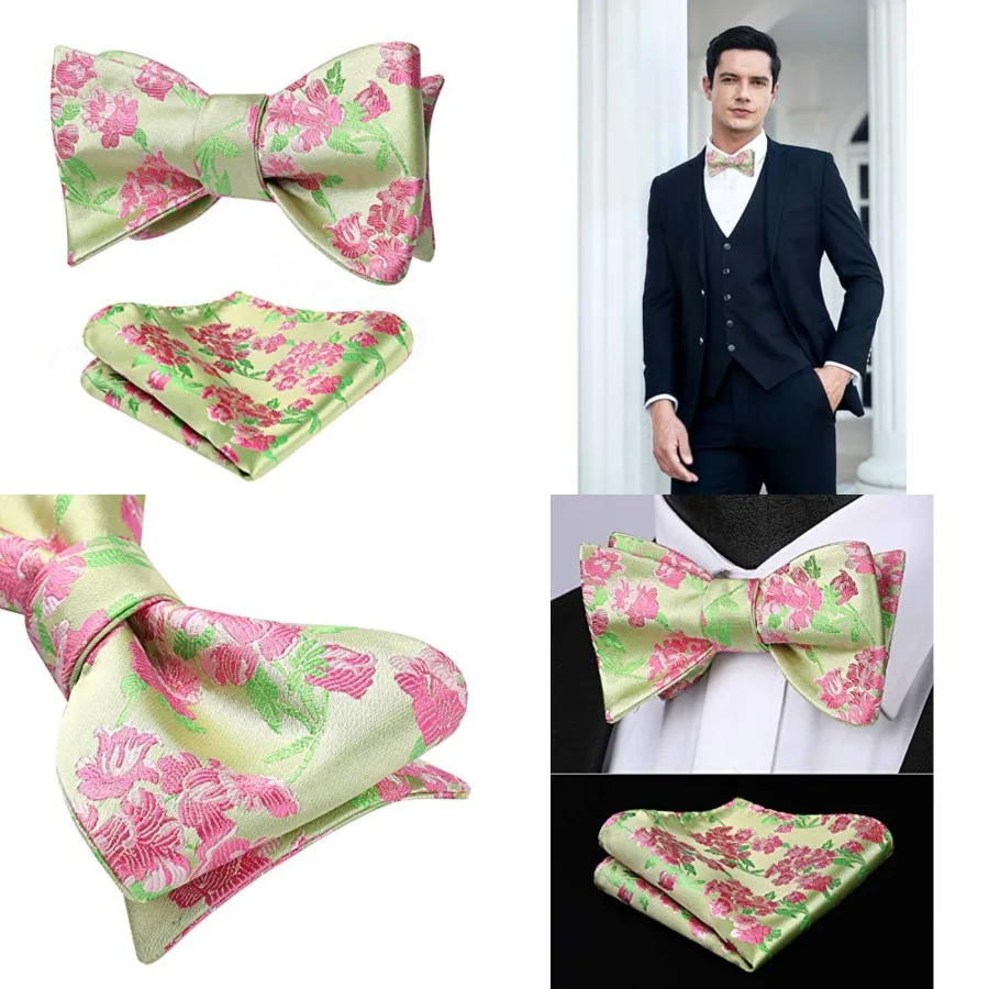Bow Ties for Men Floral Bowties Mens Self Tie Bow Tie Handkerchief Jacquard Woven Bowtie Pocket Square Set
Bow Ties for Men Floral Bowties Mens Self Tie Bow Tie Handkerchief Jacquard Woven Bowtie Pocket Square Set